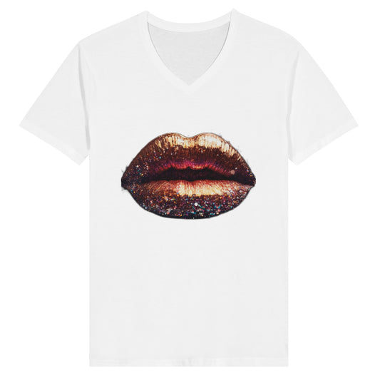 "Glitter Lips" Premium Unisex V-Neck T-shirt - PixelForge Co