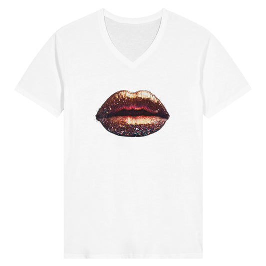 "Glitter Lips" Premium Women's V-Neck T-shirt